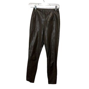 Wilfred Free Brown Faux Leather Stretchy High-Waisted Leggings Women's Size XS